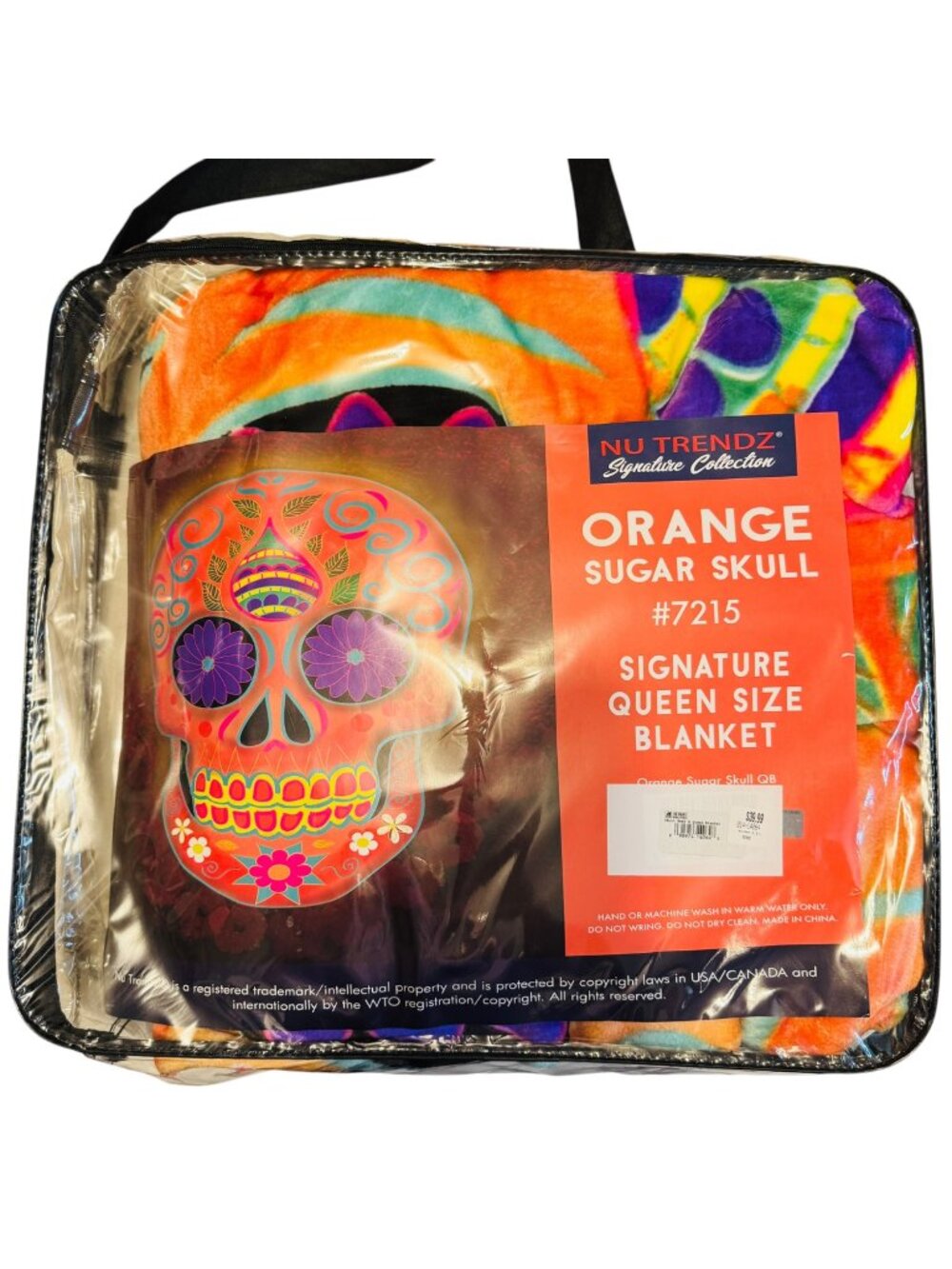 Nu Trendz Orange Sugar Skull Queen Size Blanket - Vibrant & Soft